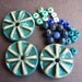 Blue Bursts Stoneware clay beads and coordinating beads set