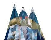 Sunset over mountains, 8 inch collage