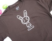 FUNNY BUNNY Chocolate Brown Screen Printed KIDS T Shirt 
