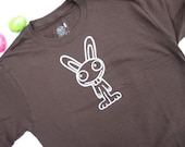 FUNNY BUNNY Chocolate Brown Screen Printed Toddler T Shirt