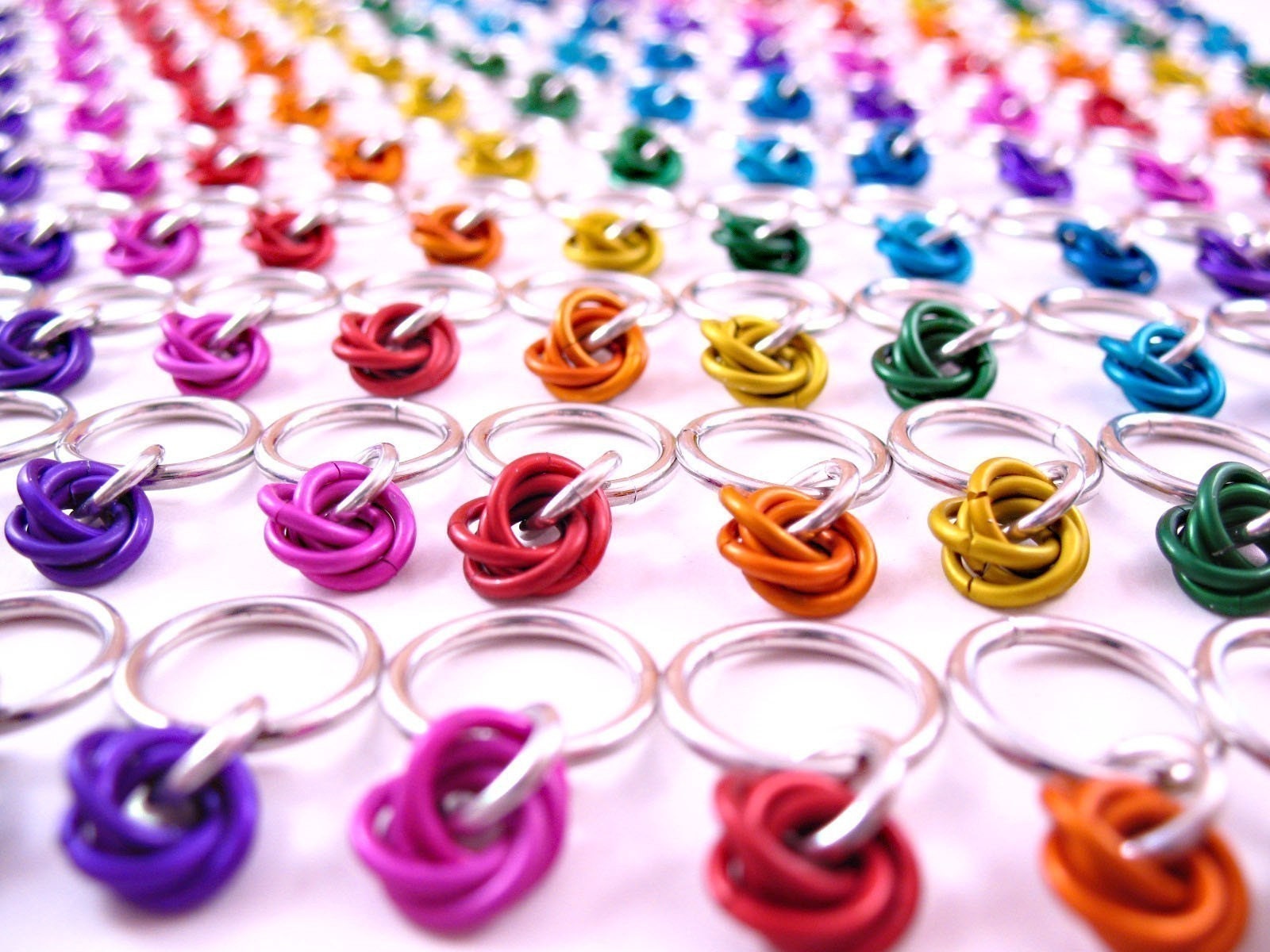 20 Stitch Markers for Knitting - Rainbow Chainmaille Flowers