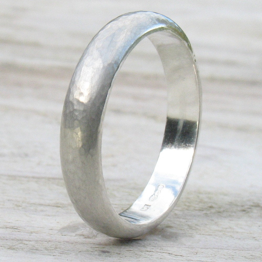 Sterling Silver Dappled Band Ring - made in your size - engravable with your message