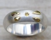 Yellow Sapphire Ring in Sterling Silver with 18k Gold Petals
