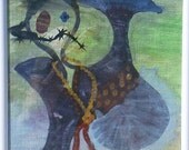 Decor - Artwork - Say Baby - Original Acrylic Painting on Canvas Board - Framed 8x10 Inspired by Music of David Garza NOT A PRINT