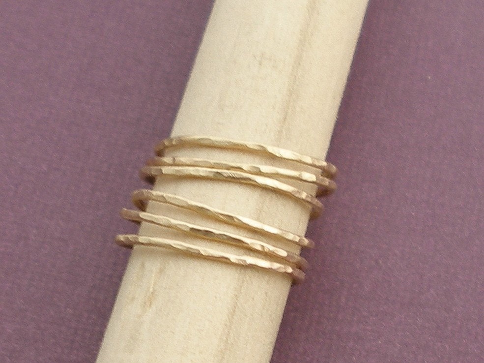 Three Stacking Promise Rings in Recycled Gold