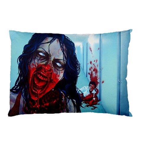 RW2 ZOMBIE Double-Sided Pillowcase Post Apocalyptic Night Life Art Surreal End of the World Horror red black blue Zombie