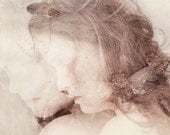 The Nymph Emerging - FREE SHIPPING 8x12 Print Cicada Bug Double Exposure Cream White Pink Brown Girl Face Profile Surreal Portrait Photo Art - caryndrexl