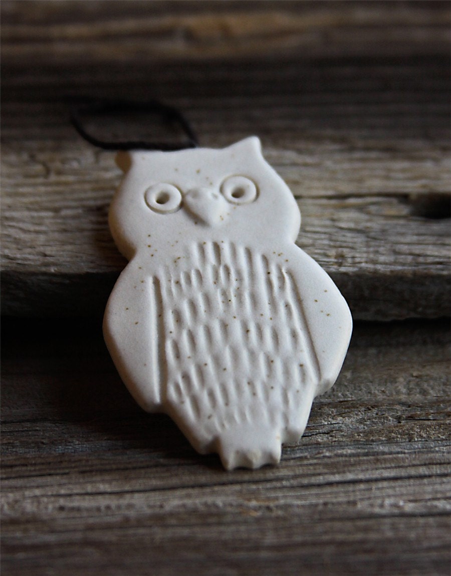 Handmade Pottery Owl Ornament by Tasha McKelvey