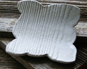 White Glazed Wood Grain Pottery Tray - Faux Bois