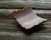 Brown Glazed Wood Grain Pottery Tray - Faux Bois