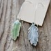 Blue and Green Feather Porcelain Earrings - Long Kidney Shaped Ear Wires