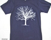 Mens Unisex Small or Medium White Tree T Shirt Navy Blue American Apparel MEDIUM SOLD OUT
