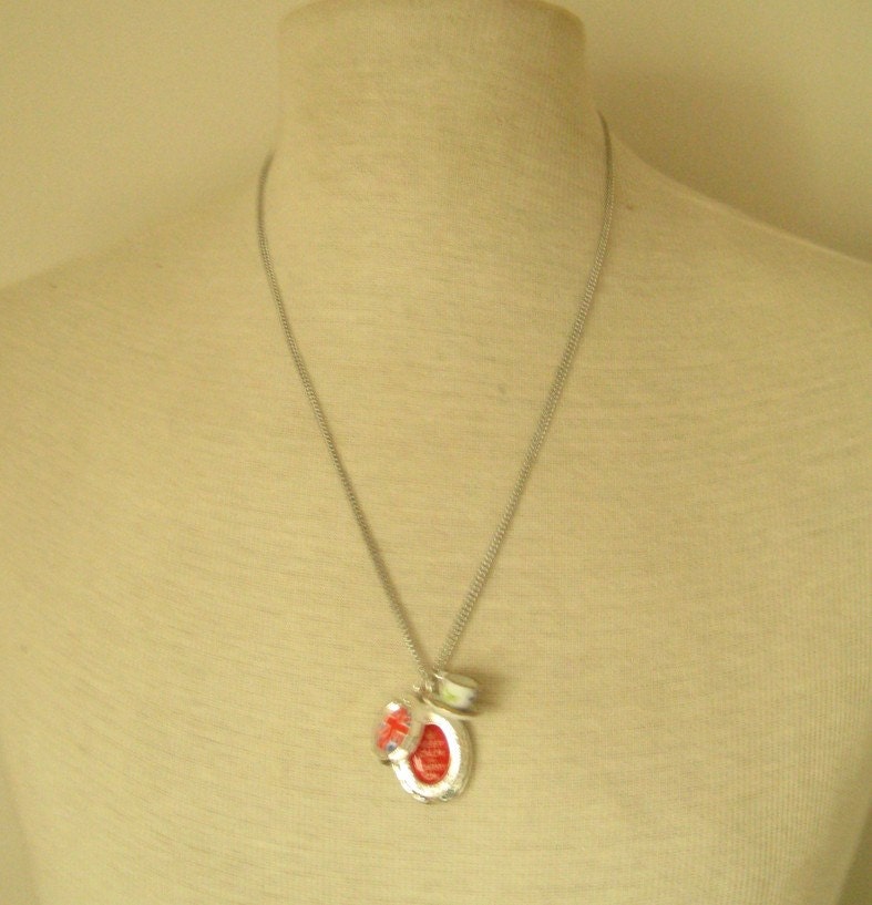 Keep Calm Carry On Locket Union Jack and Tea Cup Charm Necklace from Hoolala