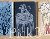 Pick 3 Hand Printed Moleskine Cahiers . Large Notebooks