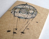 Bridges and Balloons Moleskine Cahier . Large . Plain Pages . Notebook Journal Sketchbook . Hot Air Balloon on Kraft Cover . Inventions