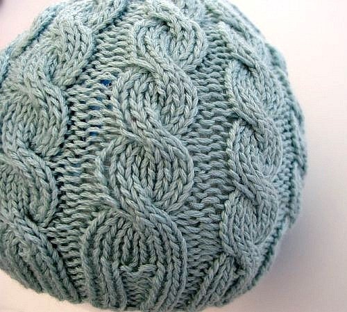 TODDLER Hand Knit Hat Sea Foam Green Soft - Warm with Cables for boy or girl