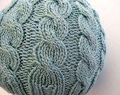CHILD'S Hand Knit Hat Sea Foam Blue-Green Soft - Warm with Cables for boy or girl