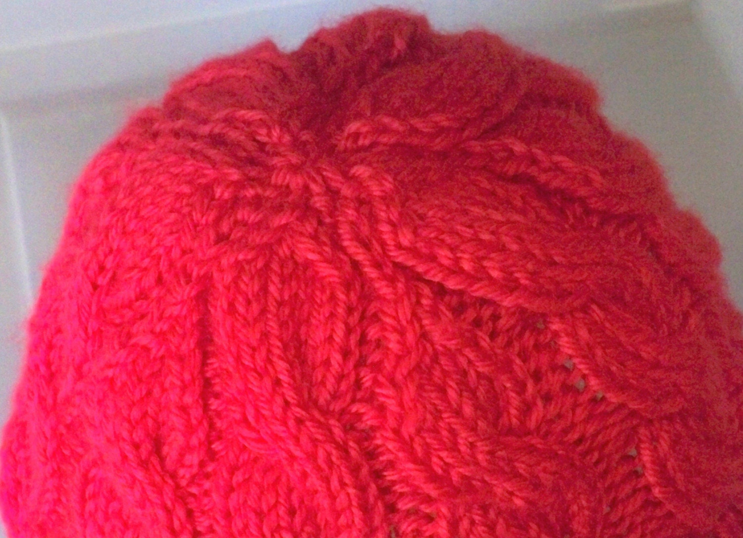 Hand Knit Newborn Baby Winter Hat  - Cabled - Red -  Soft and warm - Boy or Girl