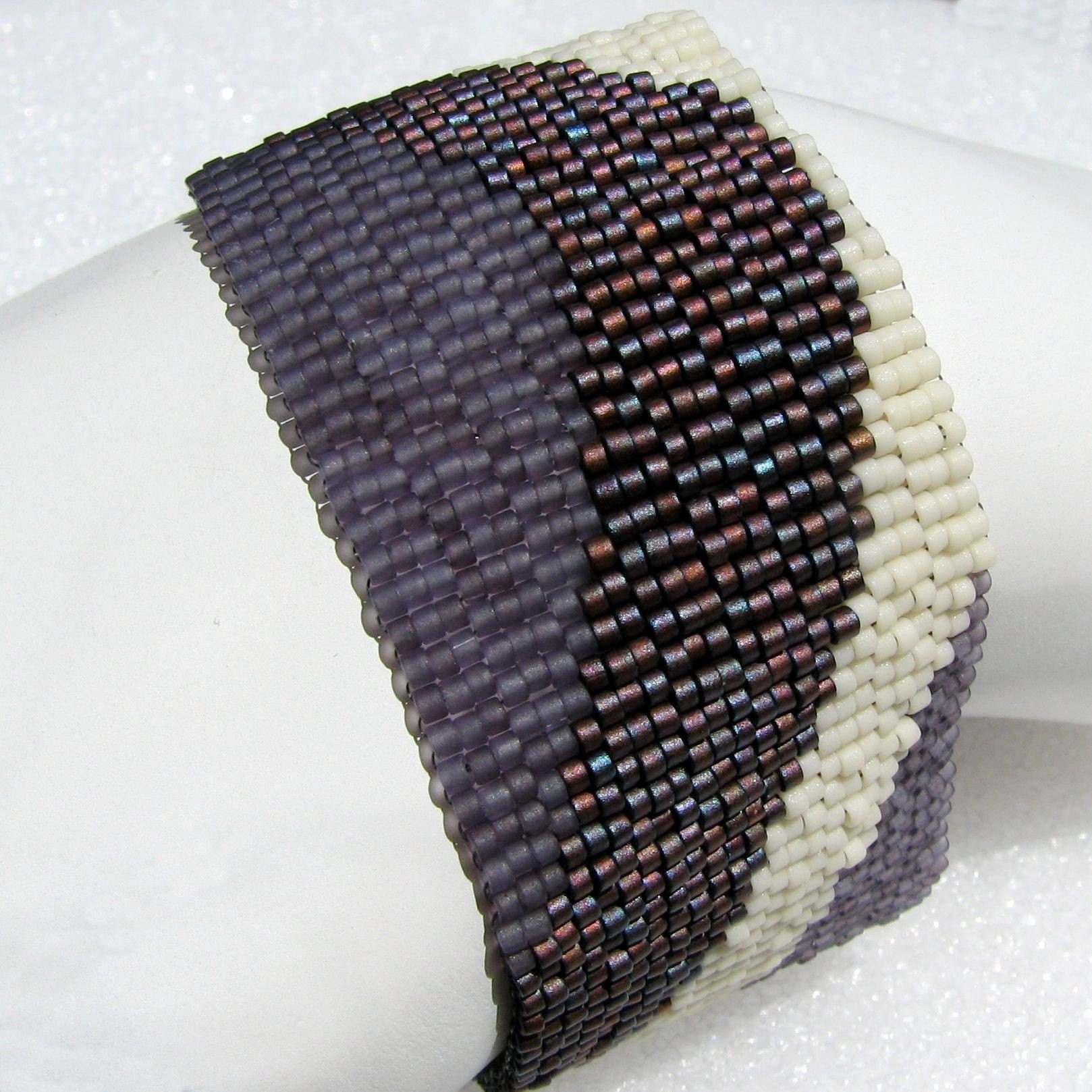 Plumlicious Color Ribbon Peyote Cuff Bracelet (2480)