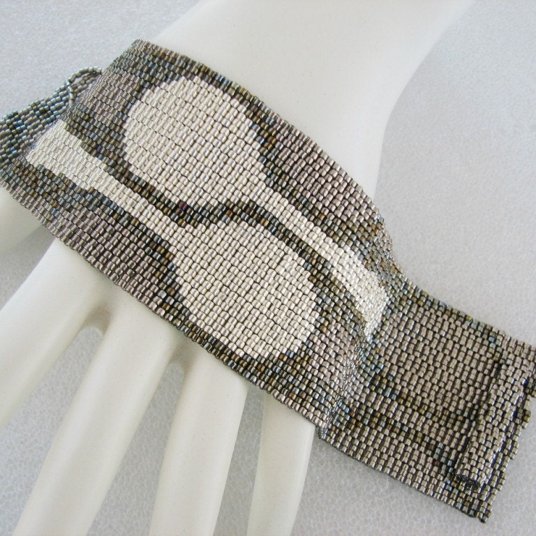 Silver Spoons Peyote Cuff Bracelet (2508) - A Sand Fibers Creation