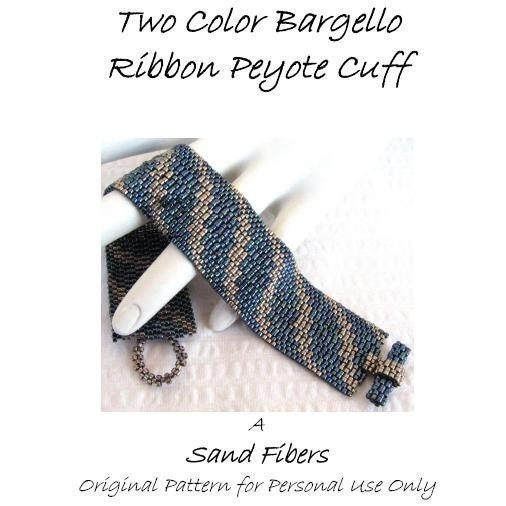 Peyote Pattern - Two Color Bargello Ribbon Peyote Cuff / Peyote Bracelet - A Sand Fibers For Personal Use Only PDF Pattern - 3 for 2