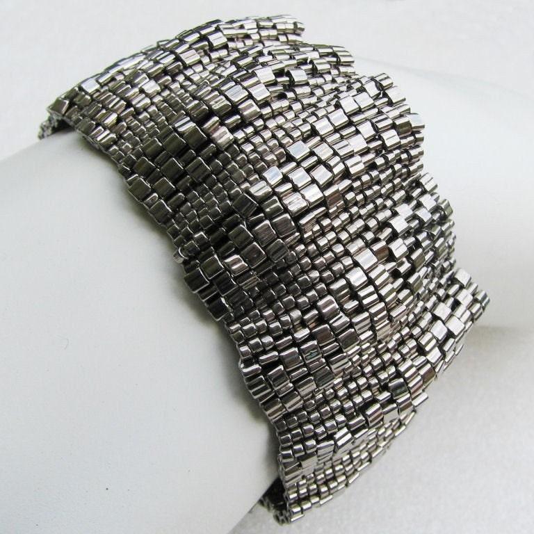 Corrugated Steel Peyote Cuff (2530) - A Sand Fibers Made-to-Order Creation