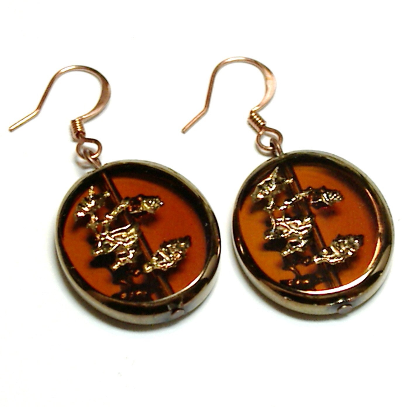 Bonsai Oriental Garden Earrings (Brown/Copper)