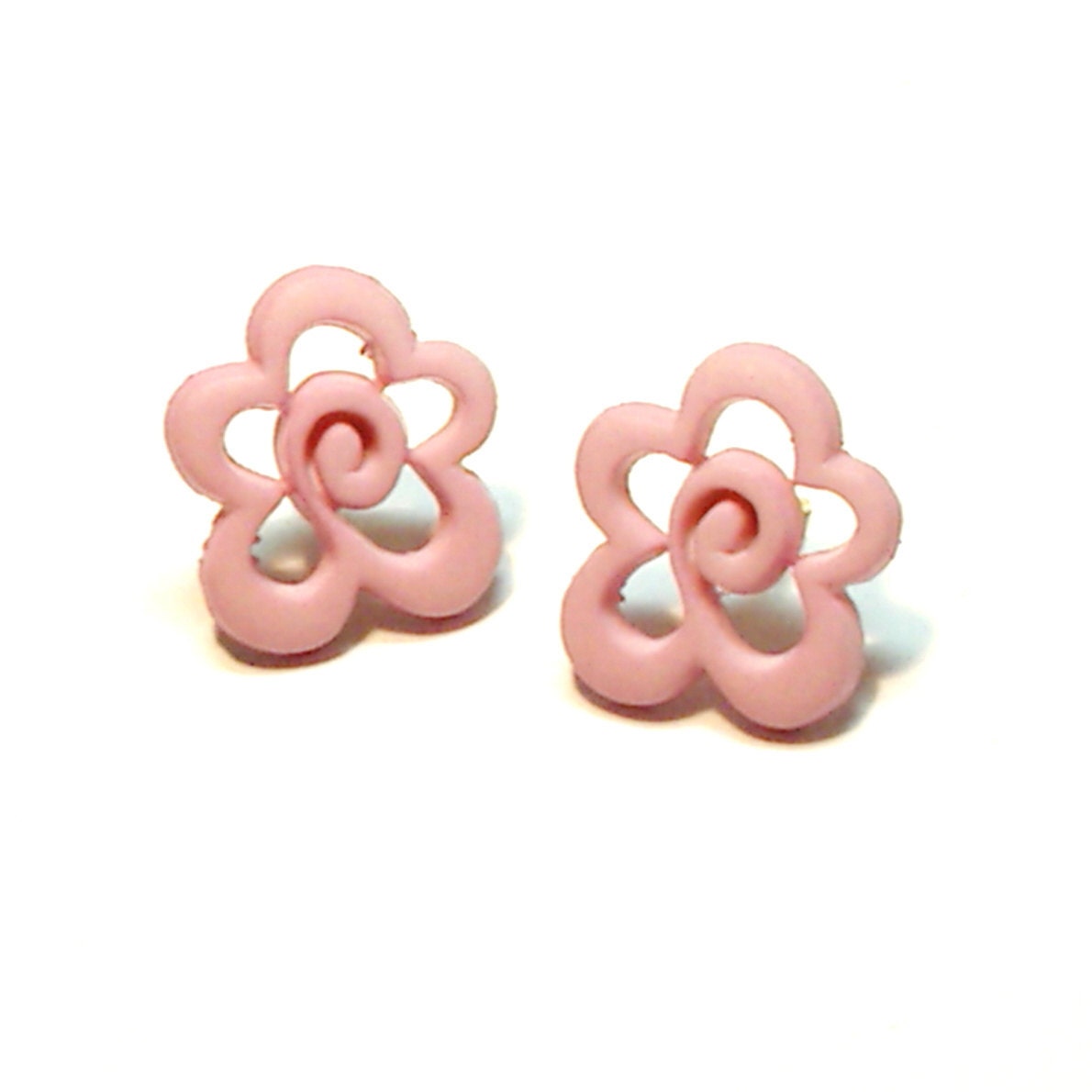 Pink Flower Post Earrings