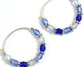 Trio of Blue Sterling Silver Hoop Earrings
