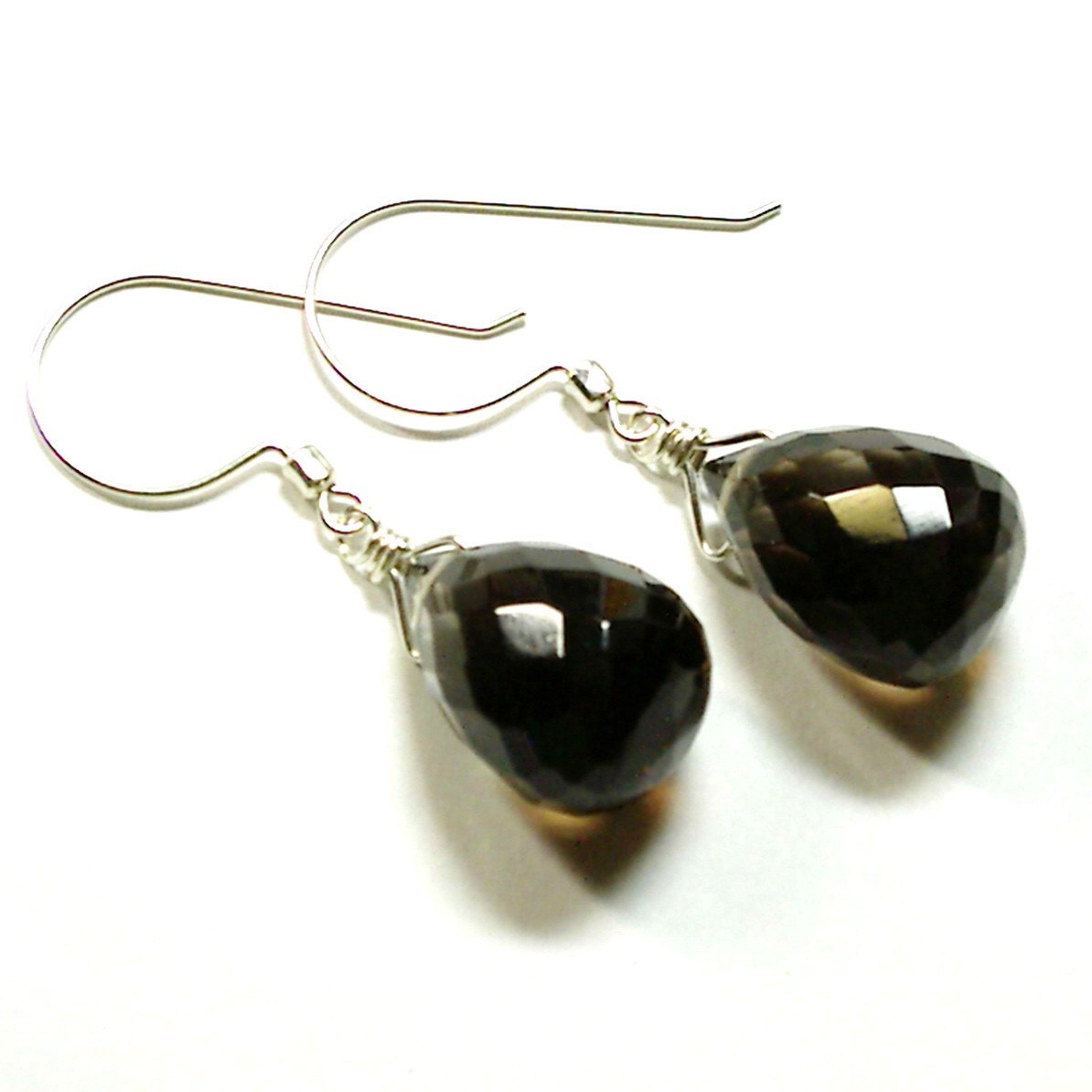 Smoky Quartz Briolette Drop Earrings