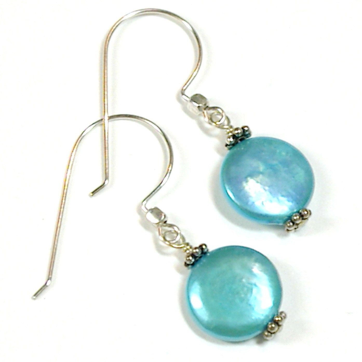 SALE Royal Jewels Aqua Coin Pearl Earrings