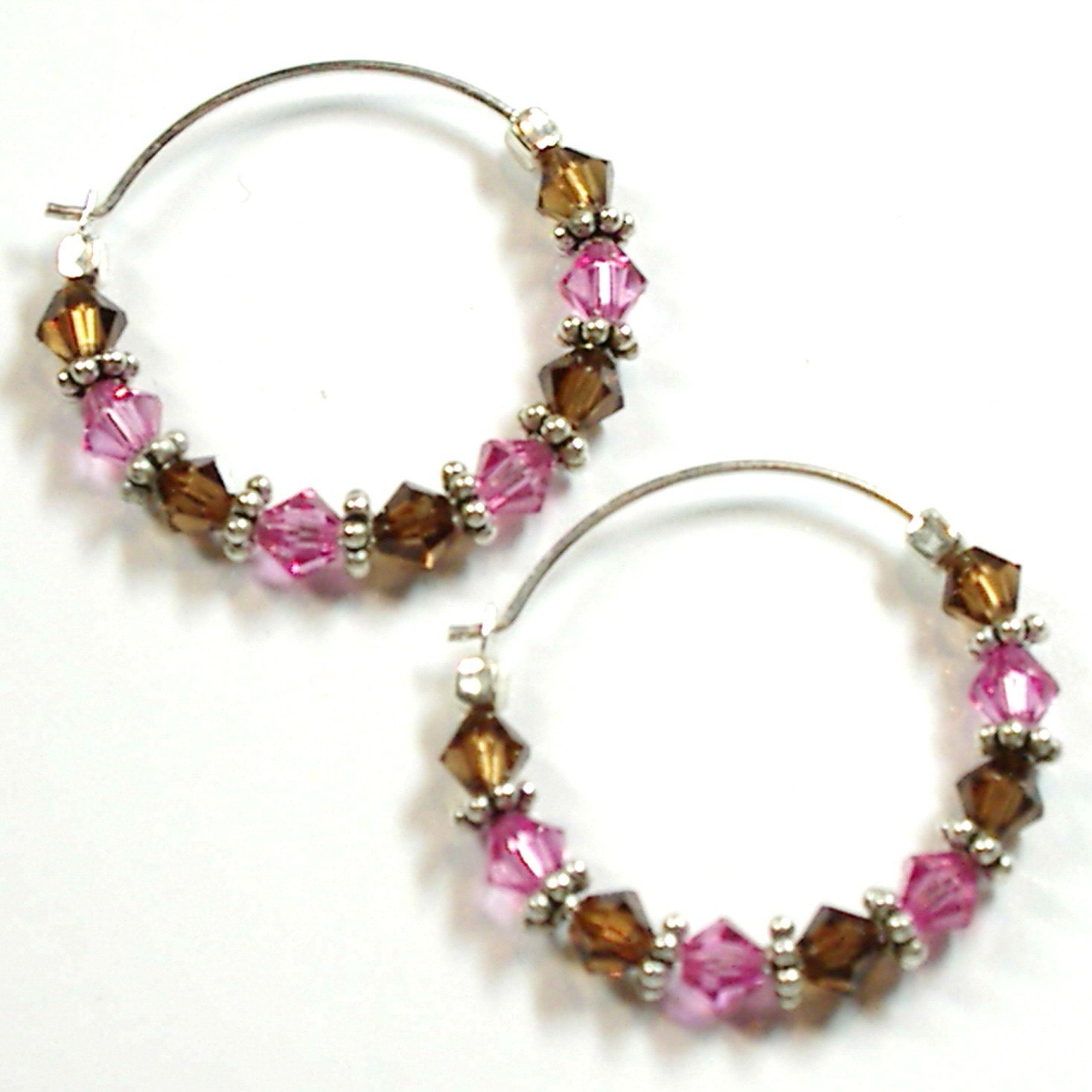 Pinky Brown Sterling Silver Hoop Earrings