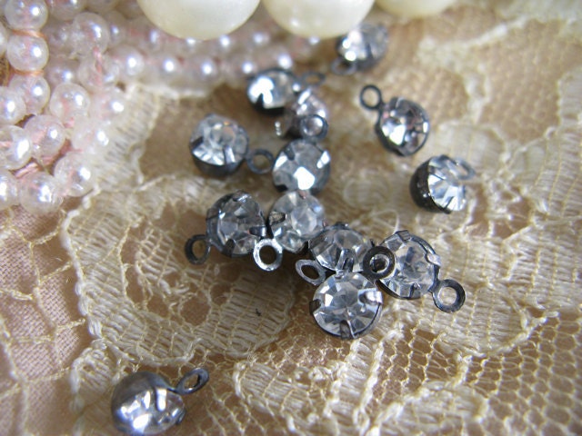 rhinestone bead drops 24 antiqued silver BACK IN Stock