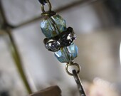 24 Rhinestone rondelles UNUSUAL bronze antique style 8mm