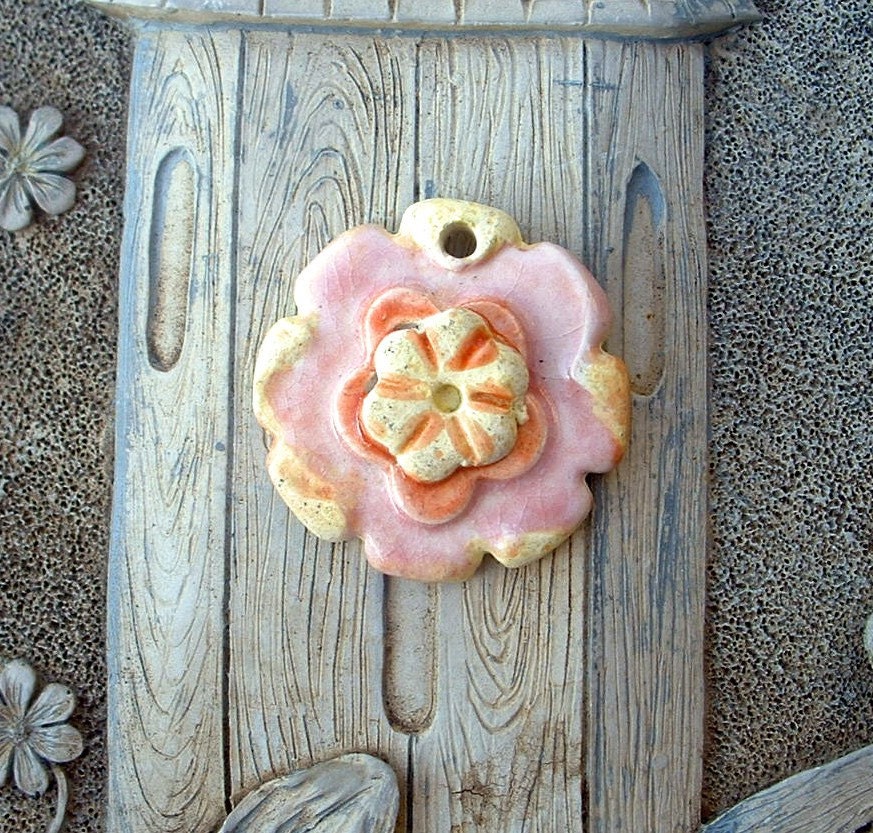Small Flower Pastel Ceramic Pendant