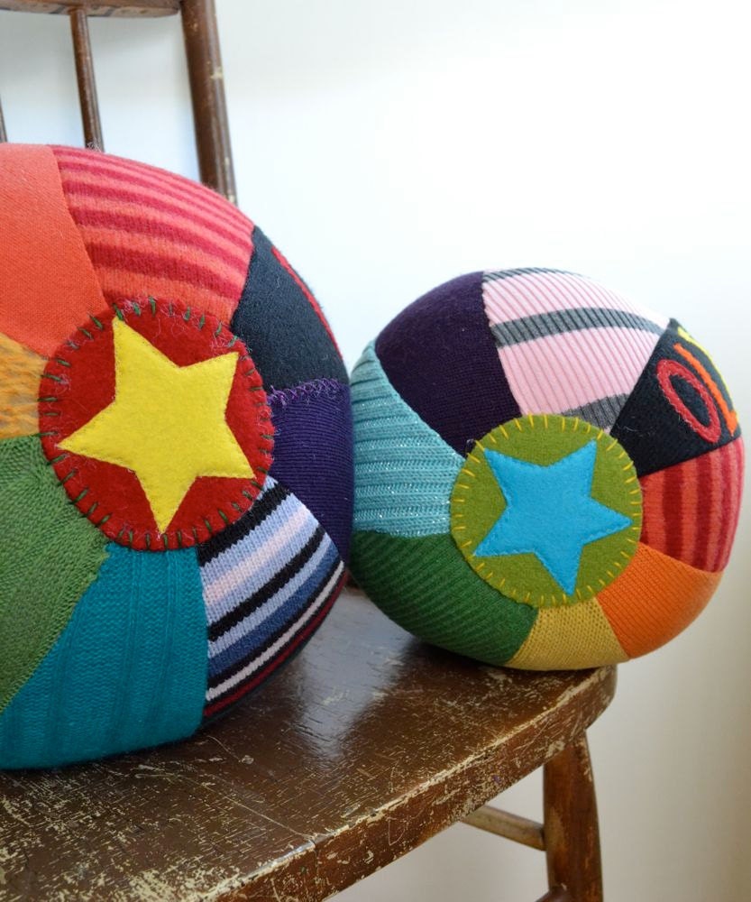 Personalized Sweater Ball - GIANT BRIGHT Rainbow - Side Panel Personalization