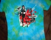 TRAPT recycled Tie Dye Baby Doll Tshirt blue and green