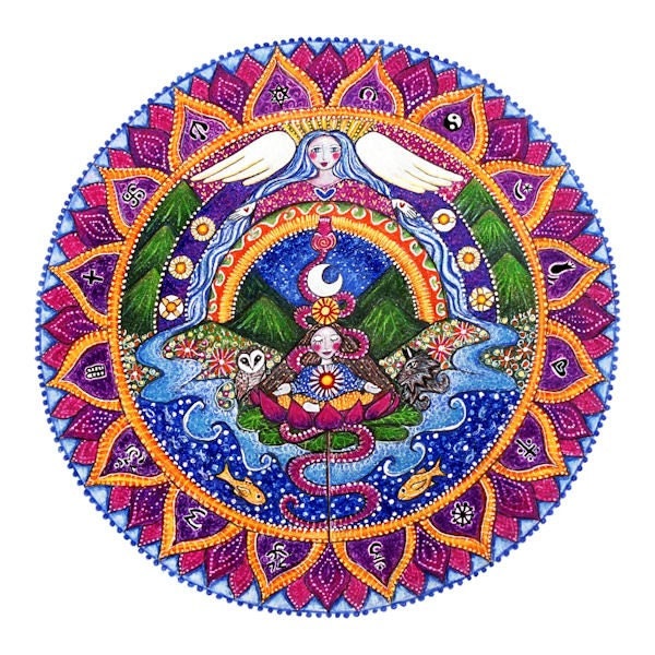 Crown Chakra Mandala art print 7th chakra sahasrara chakra art yoga wall art meditation art inspirational healing wall decor.