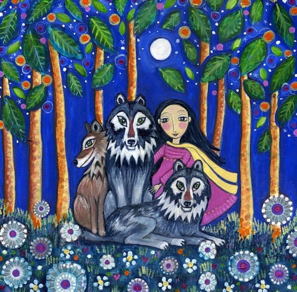 Girl And Wolves