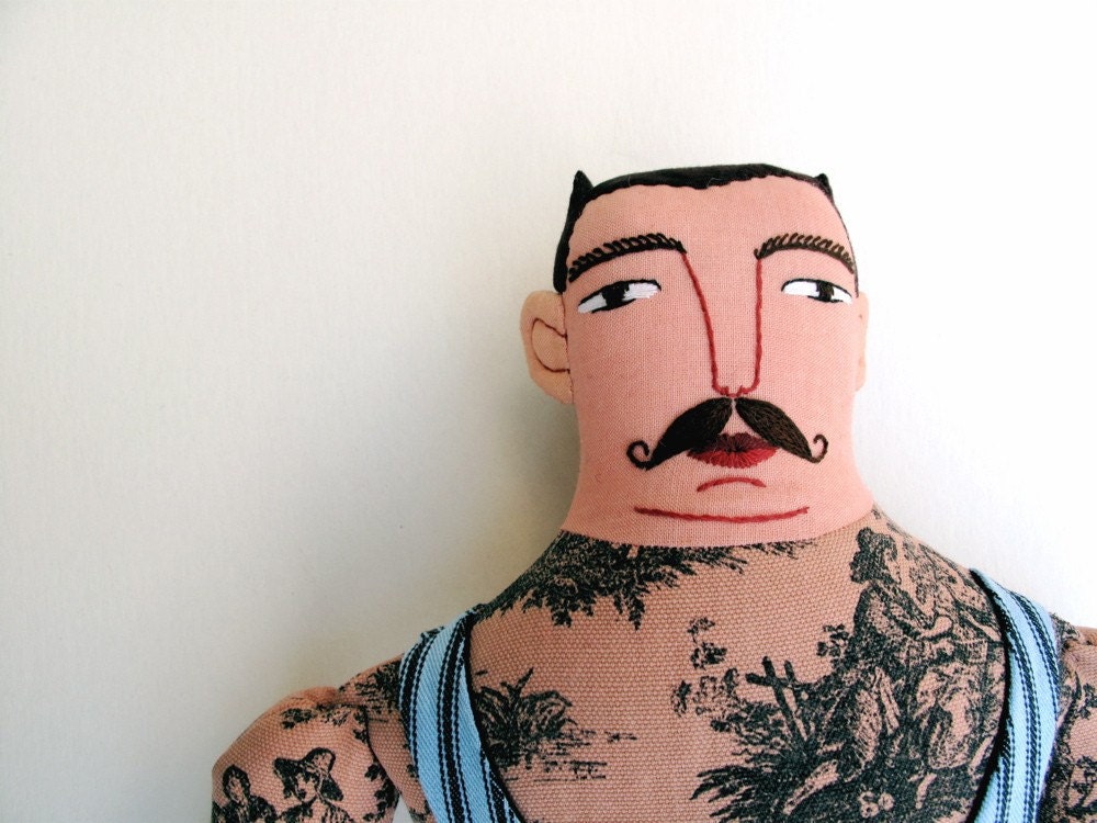 tattoo man in vintage swimwear