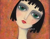 Mixed Media Collage Art Print, 8 x 10, Gothic, Girl Art, Princess, Queen, Art Print, Orange, Grey