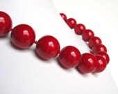 Necklace Scarlet Red Necklace Statement Necklace Large Chunky Fashion Preppy