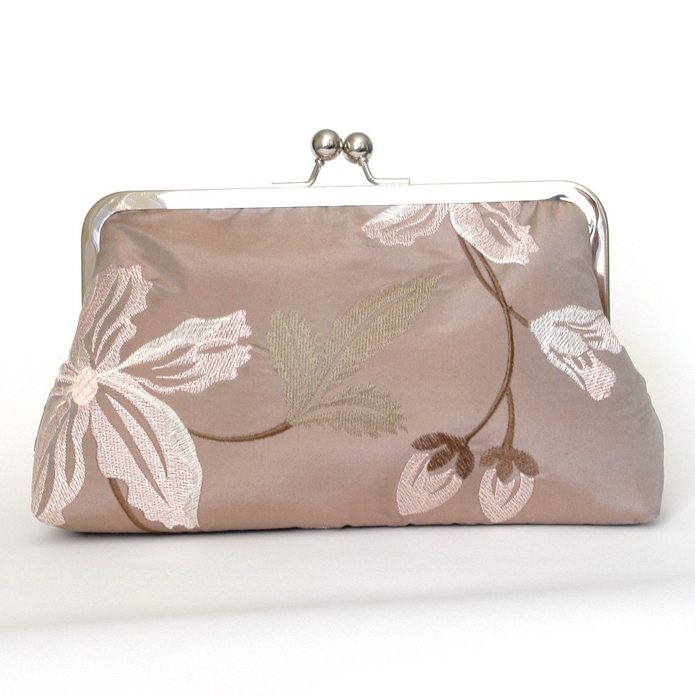 Kisslock Frame Metallic Clutch Silk Lined with Flowers Bridesmaid Bride Wedding Preppy Floral Flower Bridal