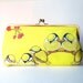 Large Yellow Birds on a Branch Frame Clutch with Green Interior and Optional Silk Lining 12 inch size