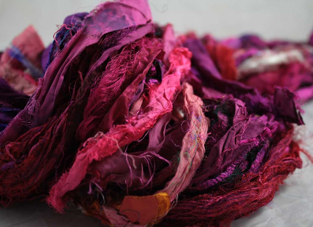 Helping A Sister Out - 3.5oz Recycled Sari Silk Ribbon Hot Pink - Free Shipping