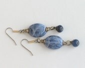 Blue Sodalite Wire Wrapped Earrings