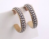Brass, sterling silver and polymer clay  hoop post earrings