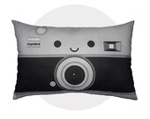Decorative Pillow, Travel Size Pillow, Throw Pillow, Classic Vintage Toy Pillow, Eco-Friendly Printed on Cotton Fabric - Vintage Camera