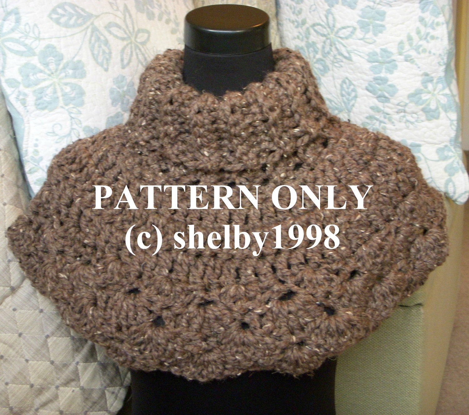PATTERN Crochet Poncho, PDF Hampton Capelet Beginner's Cape Pattern Shawl Wrap Turtleneck Instructions