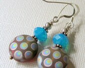 Retro Polka Dot Glass Dangle Earrings Crystal Sterling Silver  - Dot TO Dot